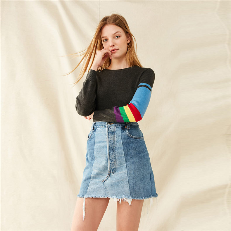 Concise splicing denim skirt – NeedleJean