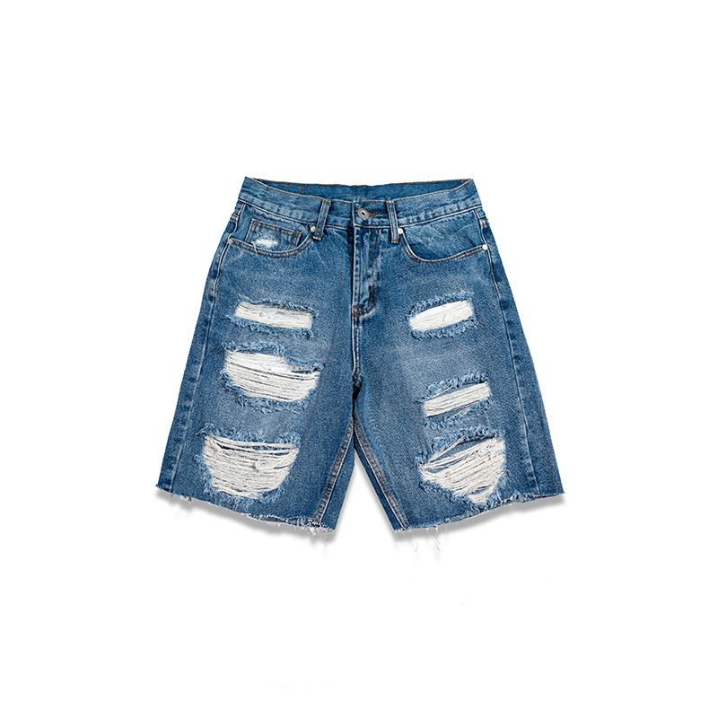 Shredded hole denim versatile shorts – NeedleJean